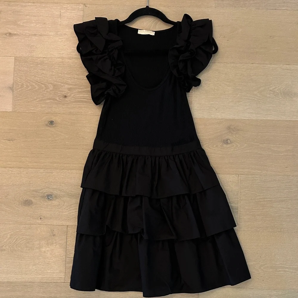 Ulla Johnson Black Ruffle Kids Dress - Picture 2 of 4